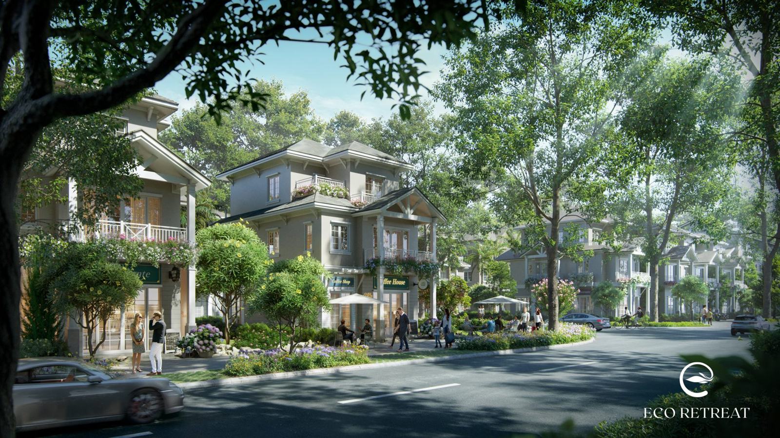 Biệt thự đơn lập góc Home Retreat với quán cà phê tầng trệt